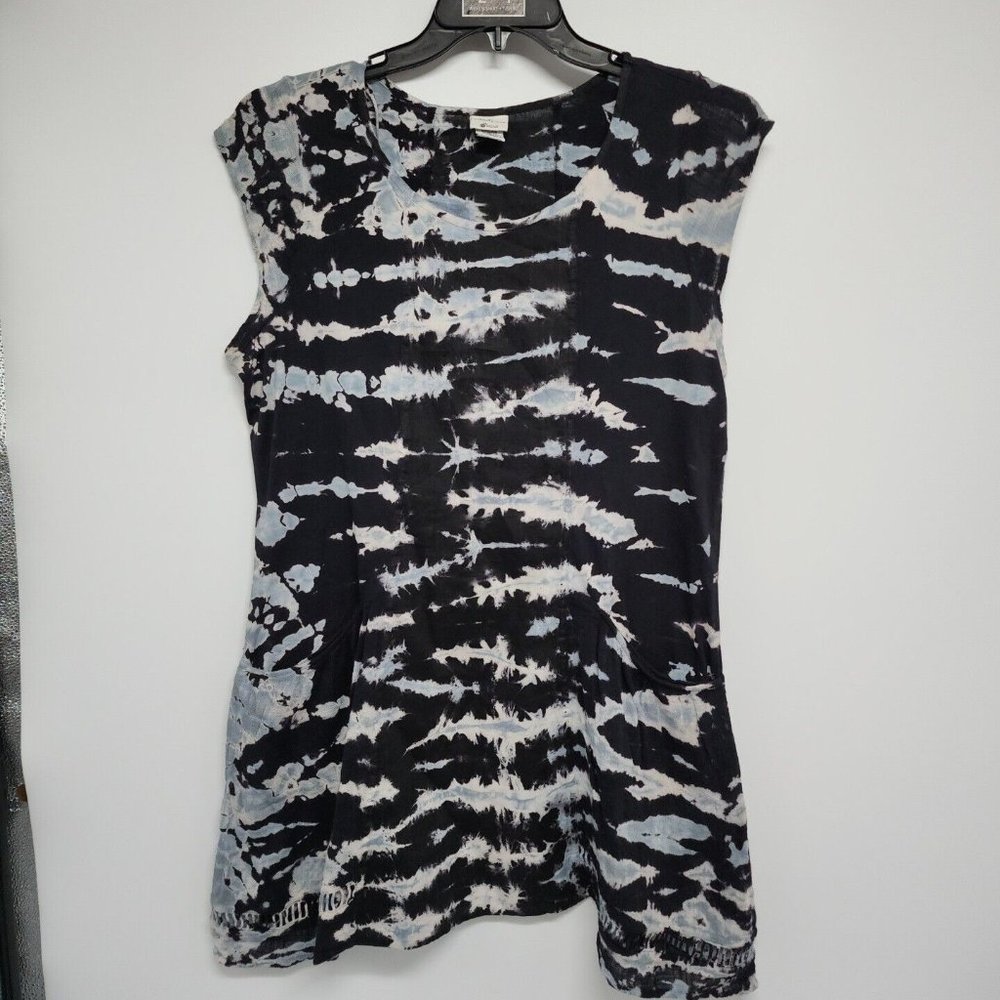 NEW XCVI Mind Set 100% linen A-Line Dress Womens Size Medium Tie Dye Pockets